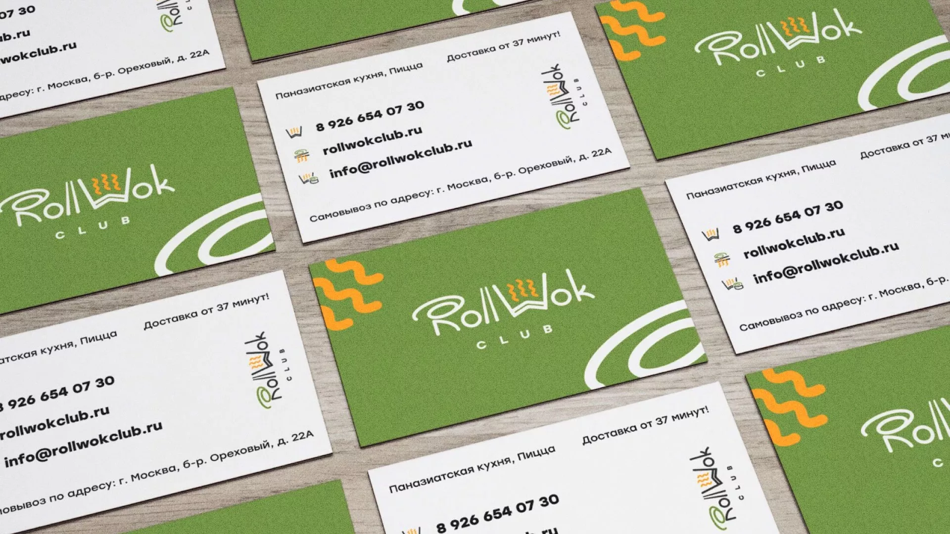 Разработка дизайна визиток суши-бара «Roll Wok Club» в Плавске